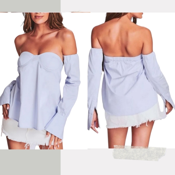 SER.O.YA Randi Size Small Light Blue Off the Shoulder Corset Blouse NWT Sexy